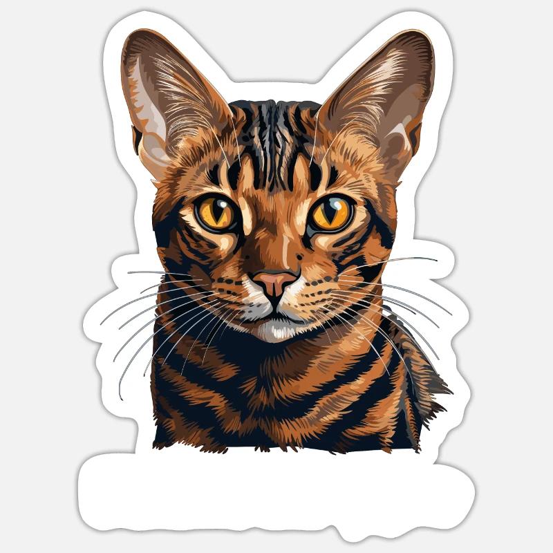 Chat du Bengale - Sticker taille S (10 x 10 cm) - blanc mat