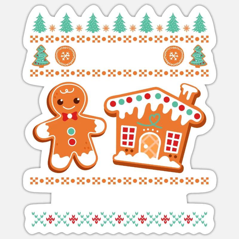 Frohe Feiertage Lebkuchengebäck Lebkuchenmann - Sticker Größe S (10 x 10 cm) - Mattweiß
