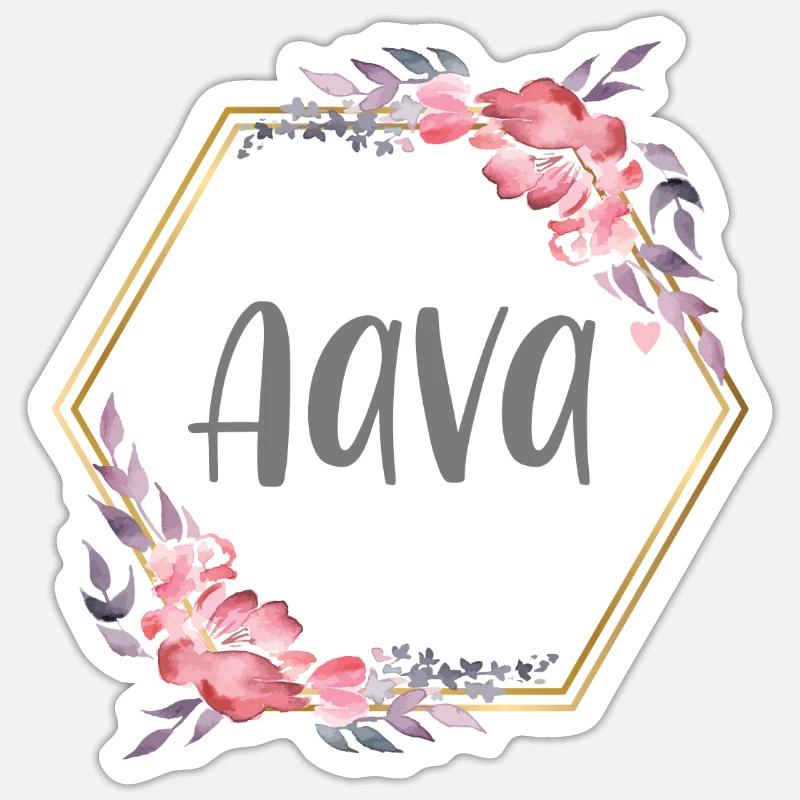 Aava Mädchen Name Baby Geschenk - Sticker Größe S (10 x 10 cm) - Mattweiß