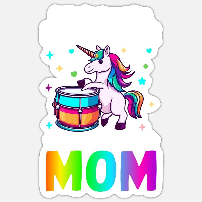 Batteur Batteur Maman - Sticker taille S (10 x 10 cm) - blanc mat