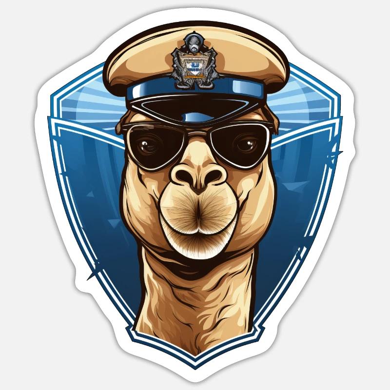 Kamel Polizist - Sticker Größe S (10 x 10 cm) - Mattweiß
