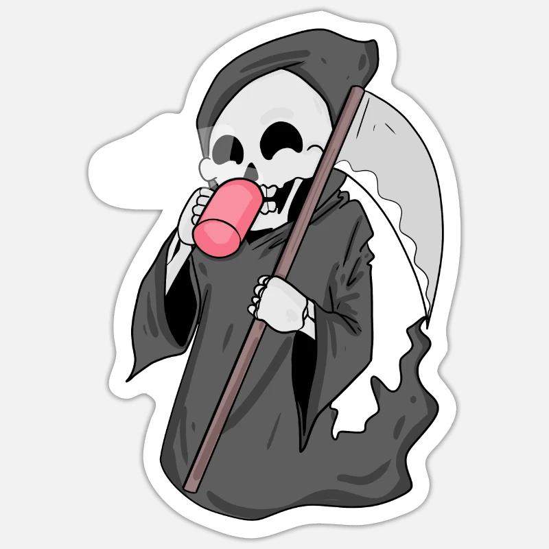 Sensenmann mit Kaffee Sticker Größe S (10 x 10 cm)