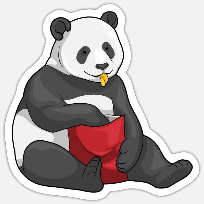 Panda Chips Sac à puces - Sticker taille S (10 x 10 cm) - blanc mat