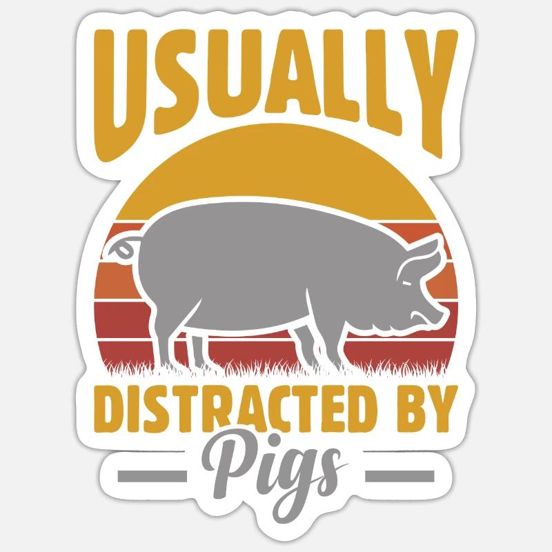 Usually distracted by pigs - Sticker size S (10 x 10 cm) - white matte