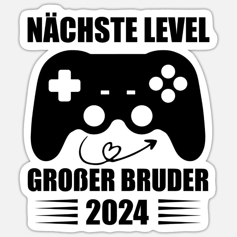 Nächste Level Großer Bruder 2024 - Sticker Größe S (10 x 10 cm) - Mattweiß