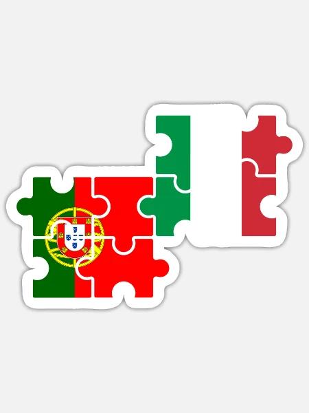 Portugal Italien Flagge Italiener Portugiese - Sticker Größe S (10 x 10 cm) - Mattweiß