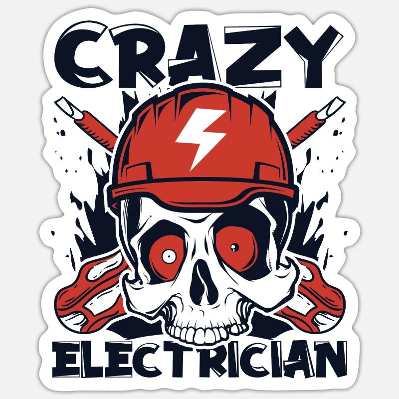 Crazy Electrician Electronics Technician - Sticker size S (10 x 10 cm) - white matte