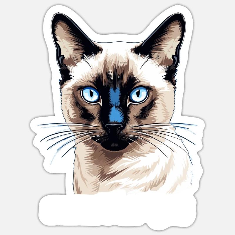 Siamese Cat Siamkatze - Sticker Größe S (10 x 10 cm) - Mattweiß