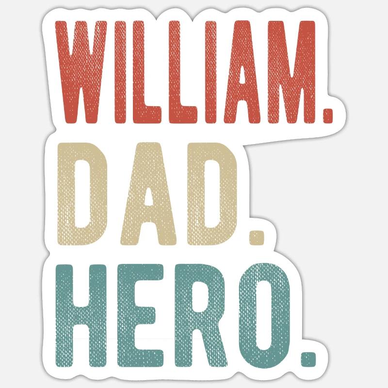 William papa héros - Sticker taille S (10 x 10 cm) - blanc mat