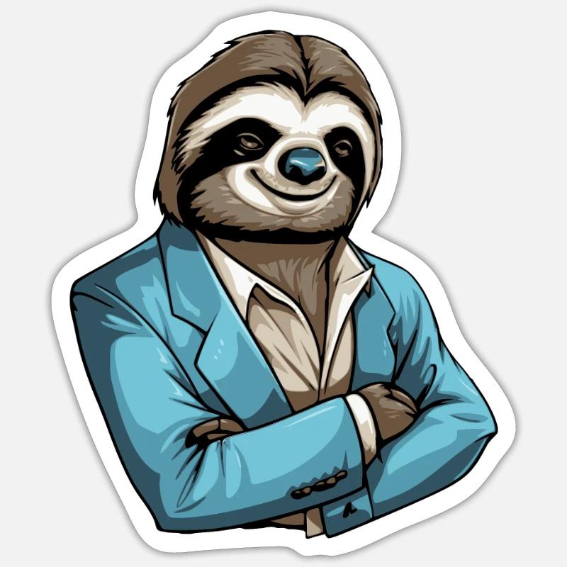 Faultier Cool - Sticker Größe S (10 x 10 cm) - Mattweiß