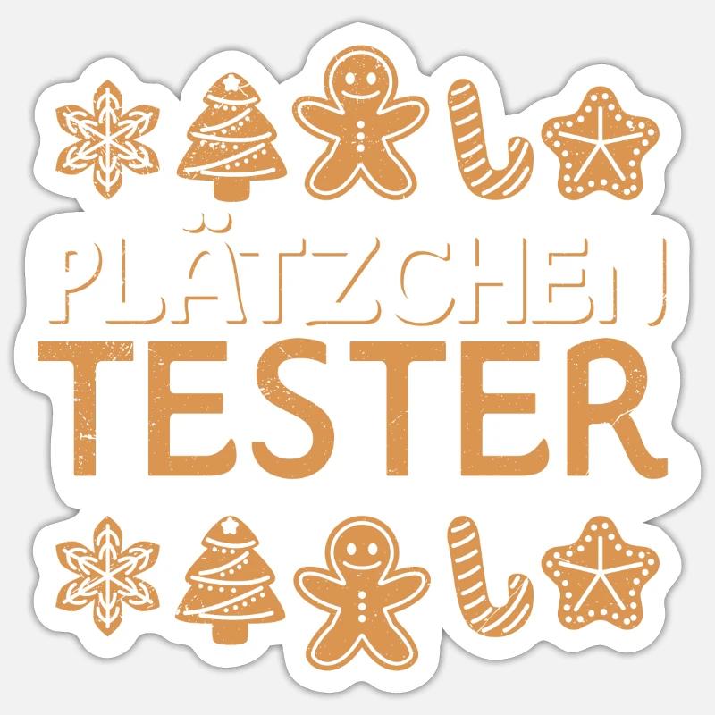 Offizieller Plätzchen Tester Weihnachtsgebäck - Sticker Größe S (10 x 10 cm) - Mattweiß