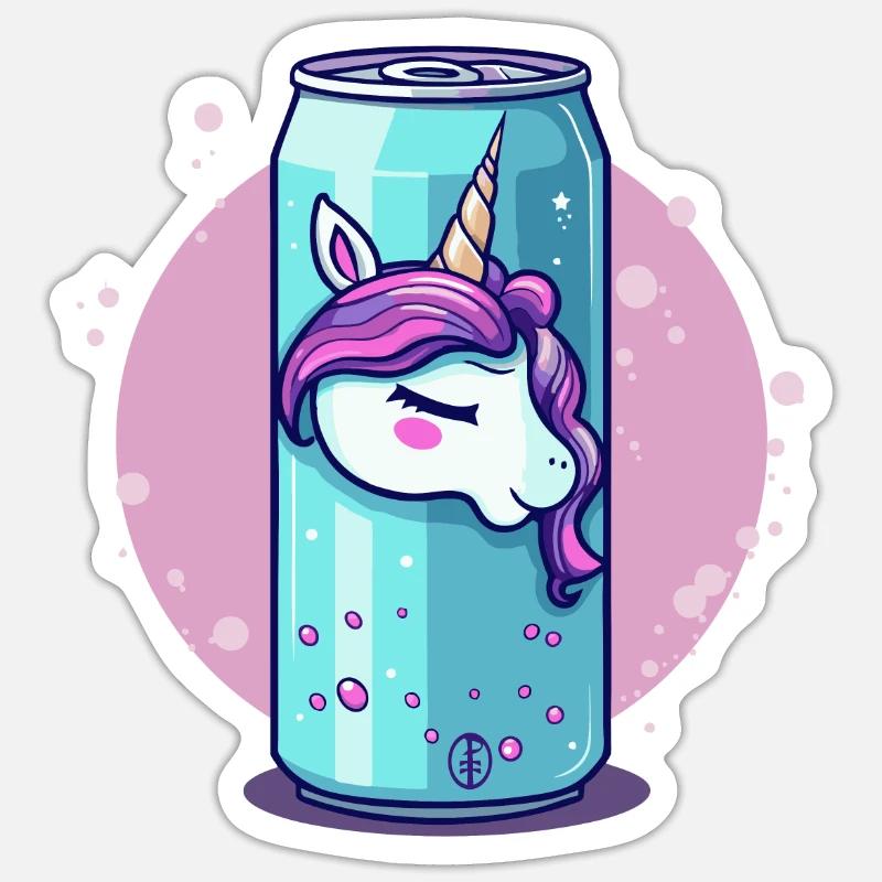 sprudeliger Einhorn Saft aus der Dose - Sticker Größe S (10 x 10 cm) - Mattweiß