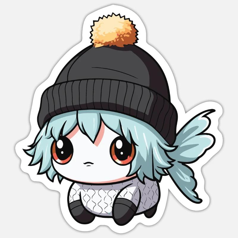 Fisch Winter Comic Sticker Größe S (10 x 10 cm)