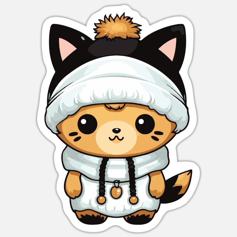 Fox Winter Comic - Sticker size S (10 x 10 cm) - white matte