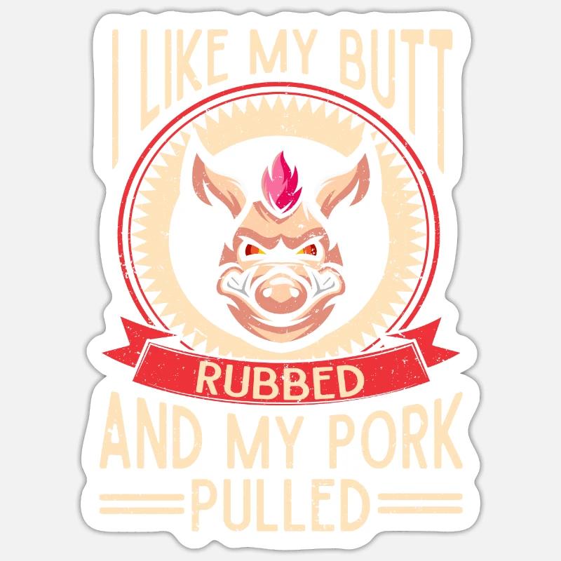 BBQ Pulled Pork Schwein Grill Sticker Größe S (10 x 10 cm)