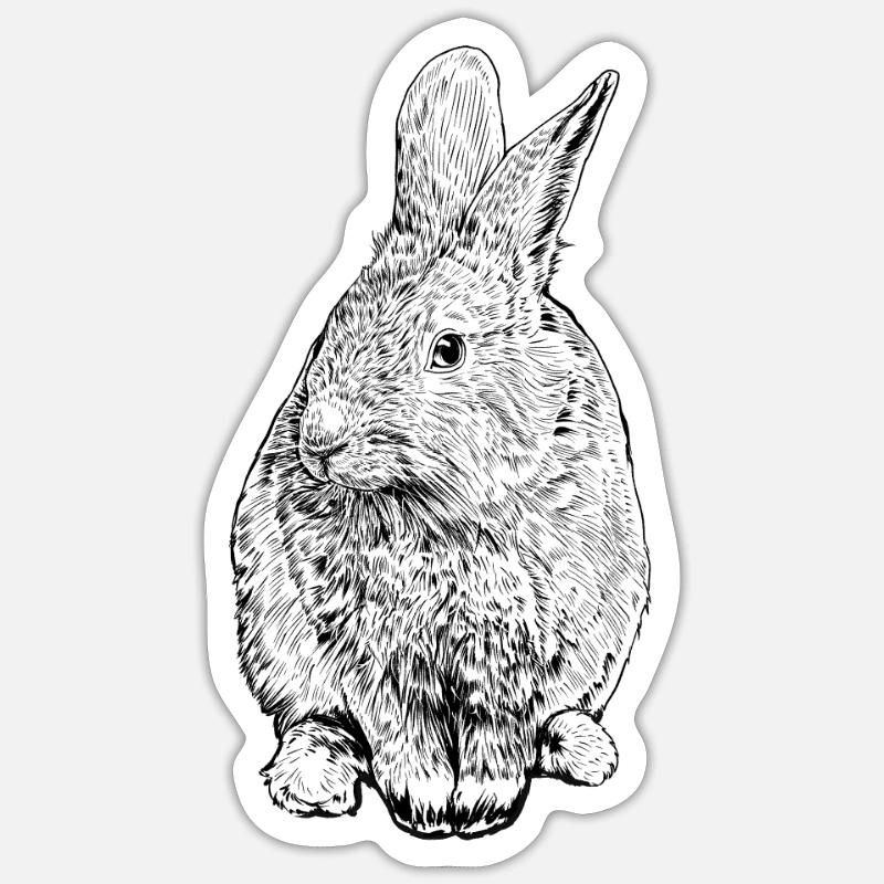 Line Drawing - Rabbit - Sticker size S (10 x 10 cm) - white matte