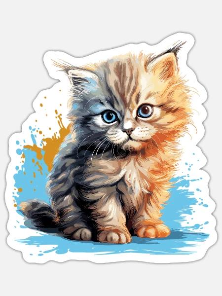 Persian Cat Perser Katze - Sticker Größe S (10 x 10 cm) - Mattweiß