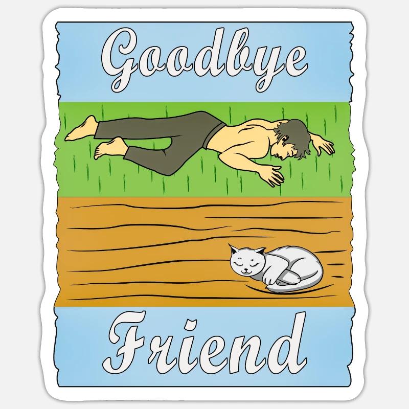 HUMAIN, TRISTE, CHAT - Sticker taille S (10 x 10 cm) - blanc mat