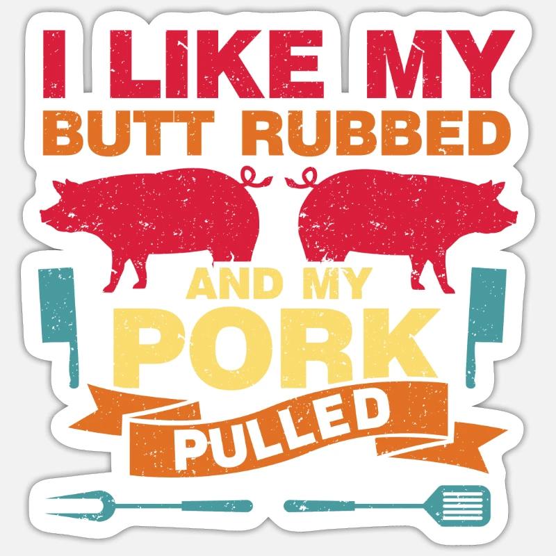 BBQ Pulled Pork Schwein Grill Sticker Größe S (10 x 10 cm)