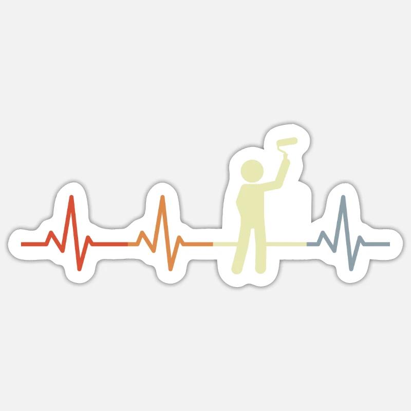 Master painter heart palpitations - Sticker size S (10 x 10 cm) - white matte