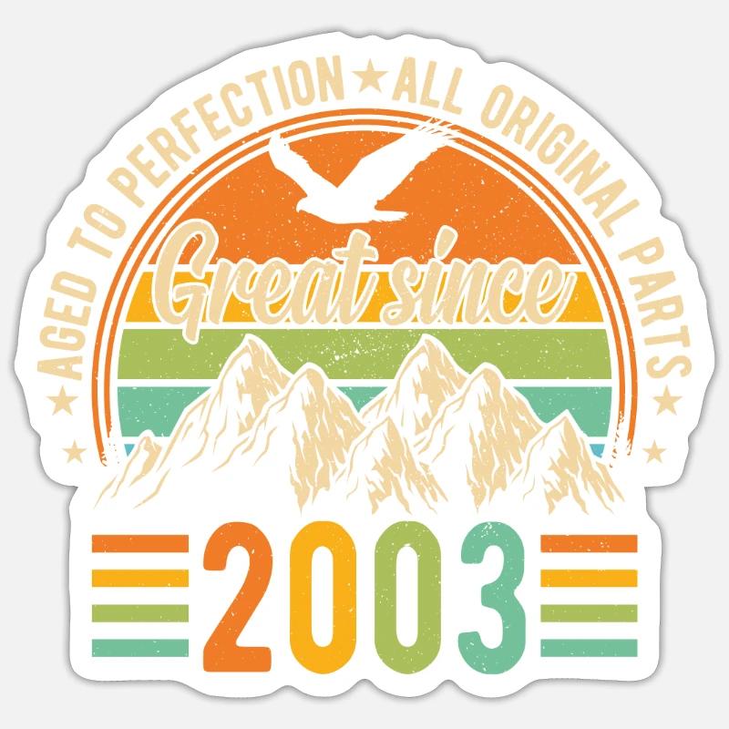 Millésime 2003 Anniversaire - Sticker taille S (10 x 10 cm) - blanc mat