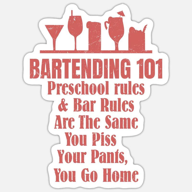 Bartending 101 Barman Cocktail Bartender Sticker size S (10 x 10 cm)