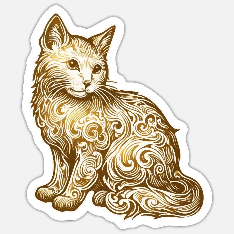 chat - Sticker taille S (10 x 10 cm) - blanc mat