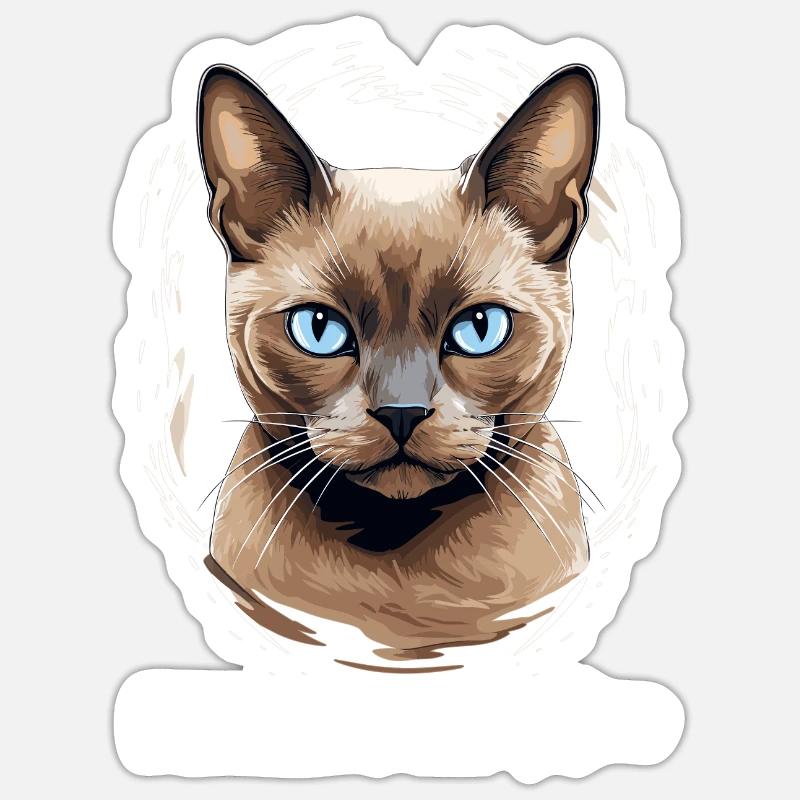 Chat birman Birmanie Katze - Sticker taille S (10 x 10 cm) - blanc mat