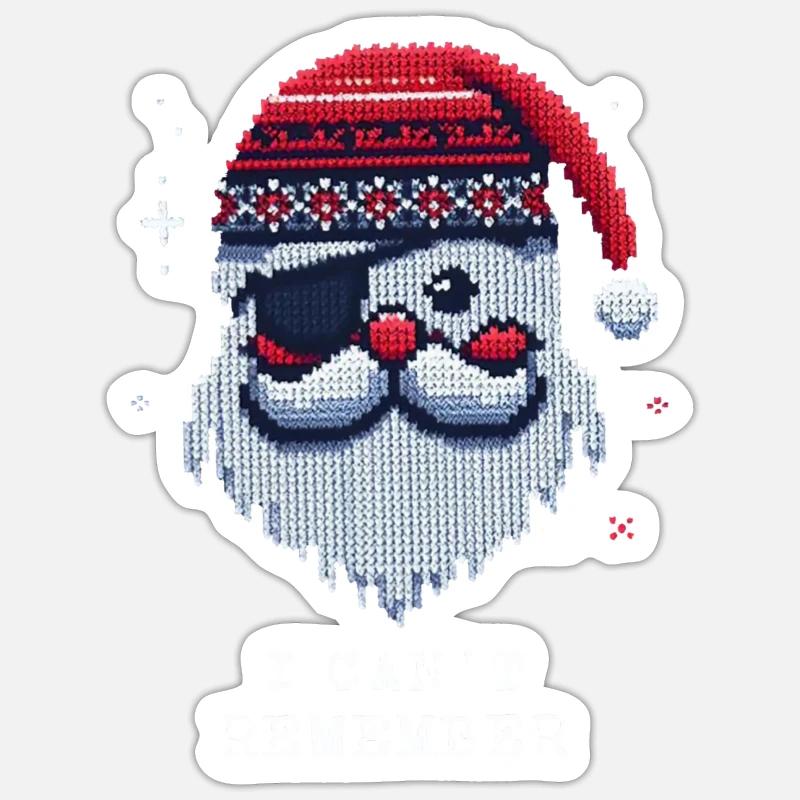 Santa Claus with Eye Patch Knitting Pattern Sticker size S (10 x 10 cm)