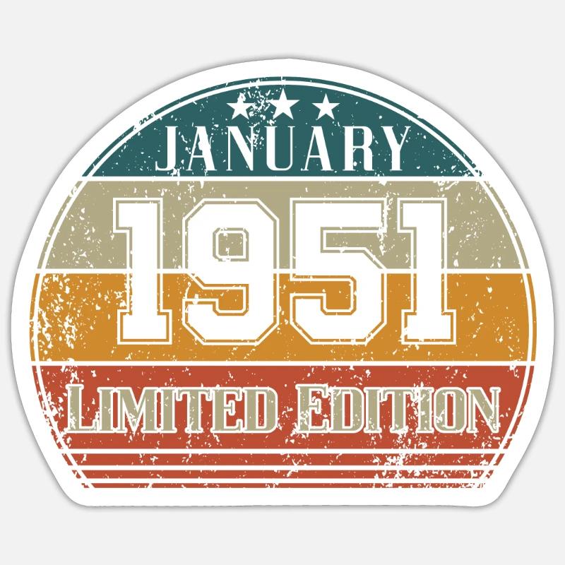 Anniversaire - Edition Limitée Janvier 1951 - Sticker taille S (10 x 10 cm) - blanc mat