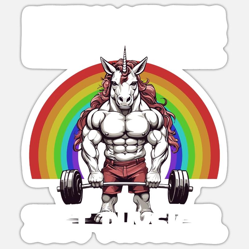 Bodybuilder Unicorn Workout Magic Saying Sticker size S (10 x 10 cm)