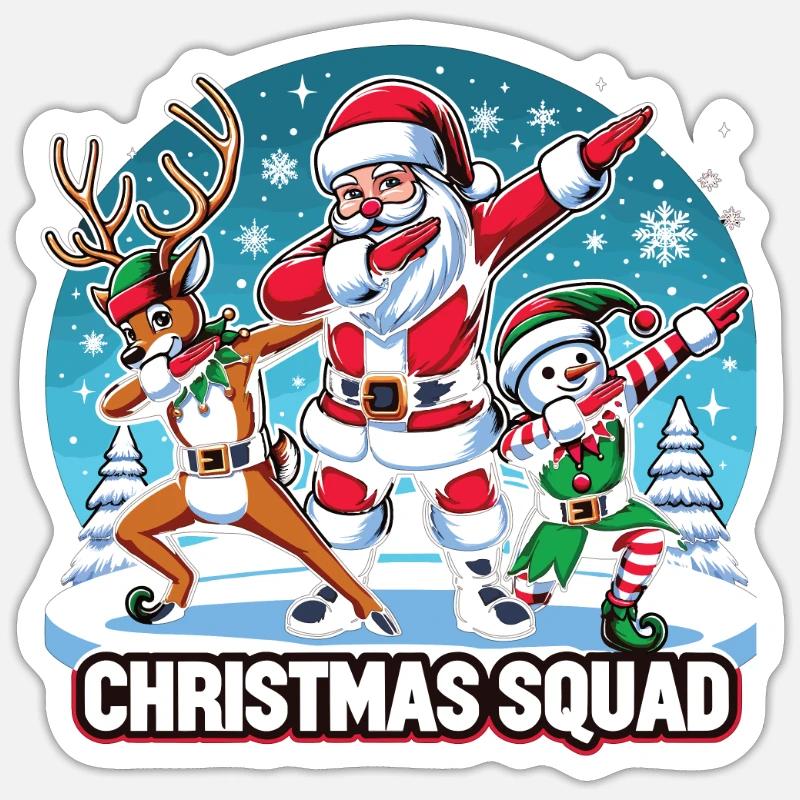 Escouade de Noël - Sticker taille S (10 x 10 cm) - blanc mat