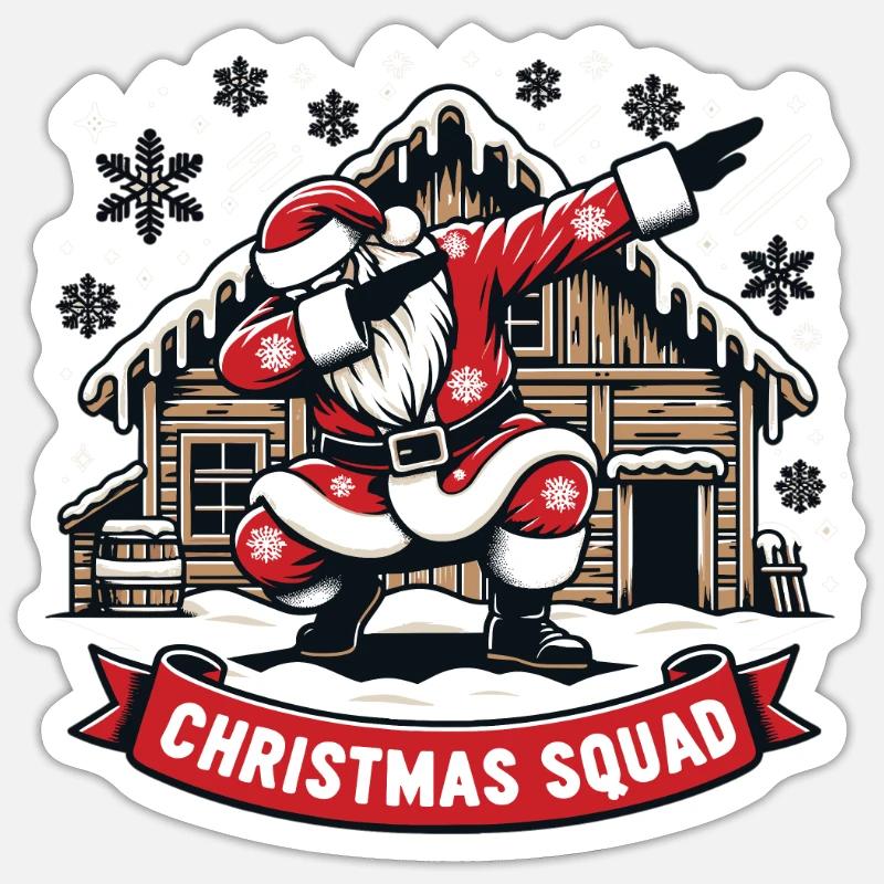 Escouade de Noël - Sticker taille S (10 x 10 cm) - blanc mat