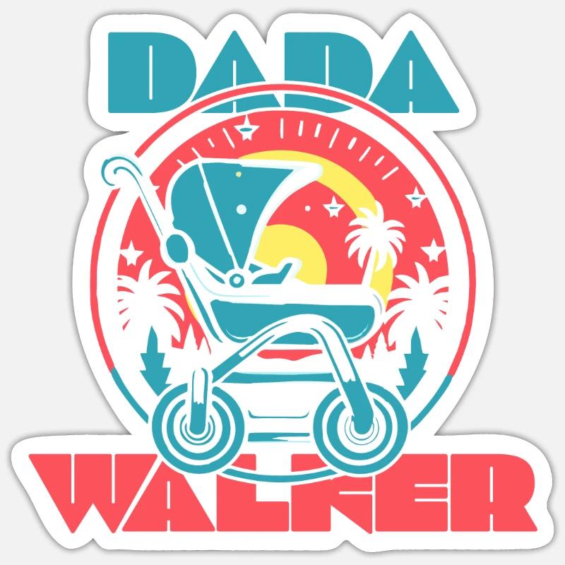 Daddy Dada Poussette Babywalker - Sticker taille S (10 x 10 cm) - blanc mat