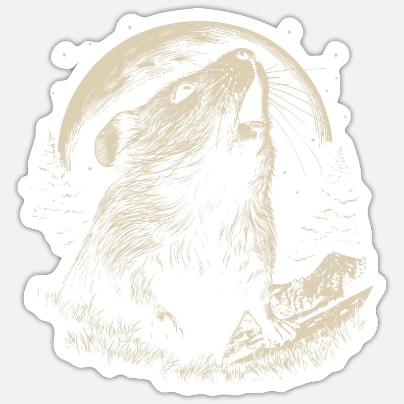 Cochon d’Inde Cochon d’Inde Lune - Sticker taille S (10 x 10 cm) - blanc mat