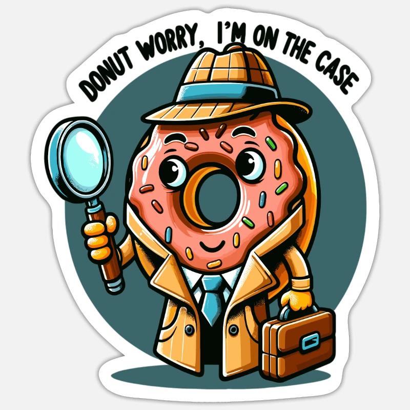 Détective de beignets - Sticker taille S (10 x 10 cm) - blanc mat