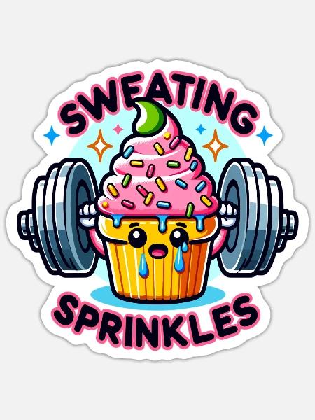 Cupcake - Sweating Sprinkles - Sticker Größe S (10 x 10 cm) - Mattweiß