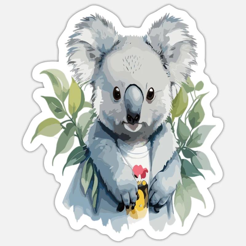 Koala à l’aquarelle - Sticker taille S (10 x 10 cm) - blanc mat