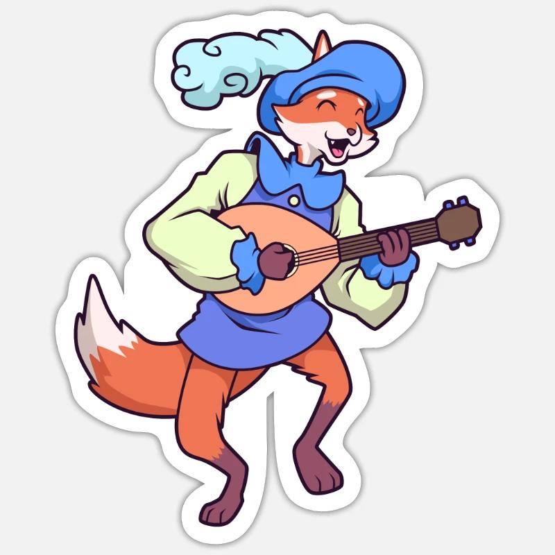 RPG Character - Bard - Fox - Sticker size S (10 x 10 cm) - white matte