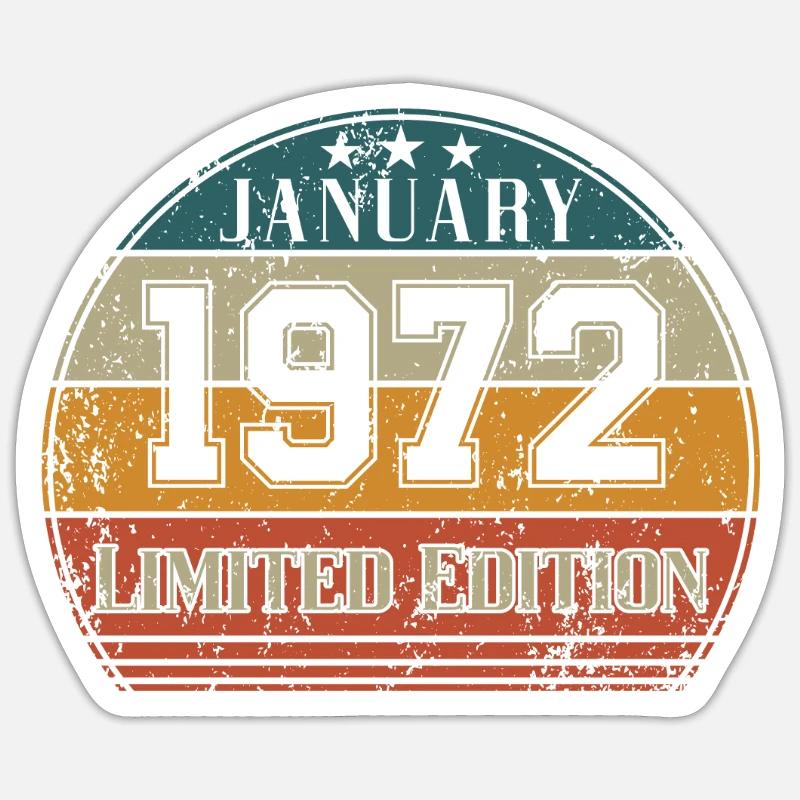 Anniversaire - Edition Limitée Janvier 1972 - Sticker taille S (10 x 10 cm) - blanc mat