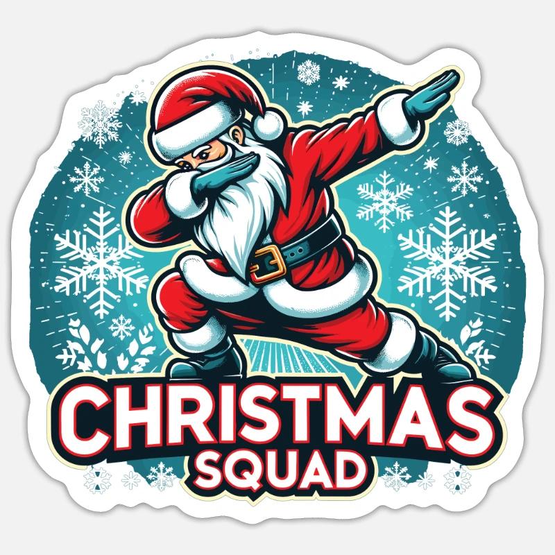 Escouade de Noël - Sticker taille S (10 x 10 cm) - blanc mat