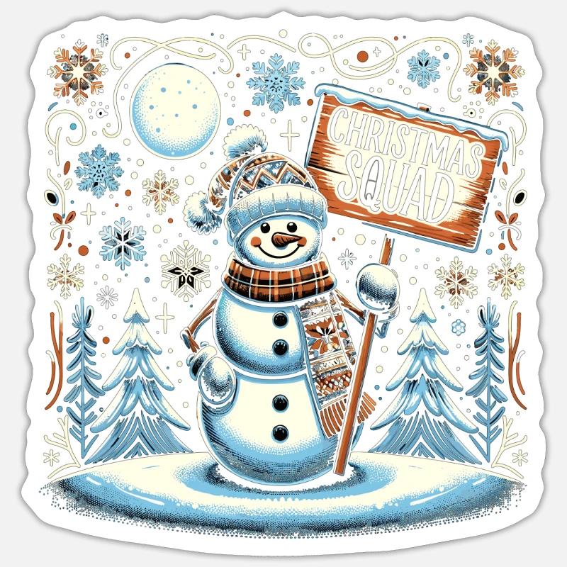 Escouade de Noël - Sticker taille S (10 x 10 cm) - blanc mat