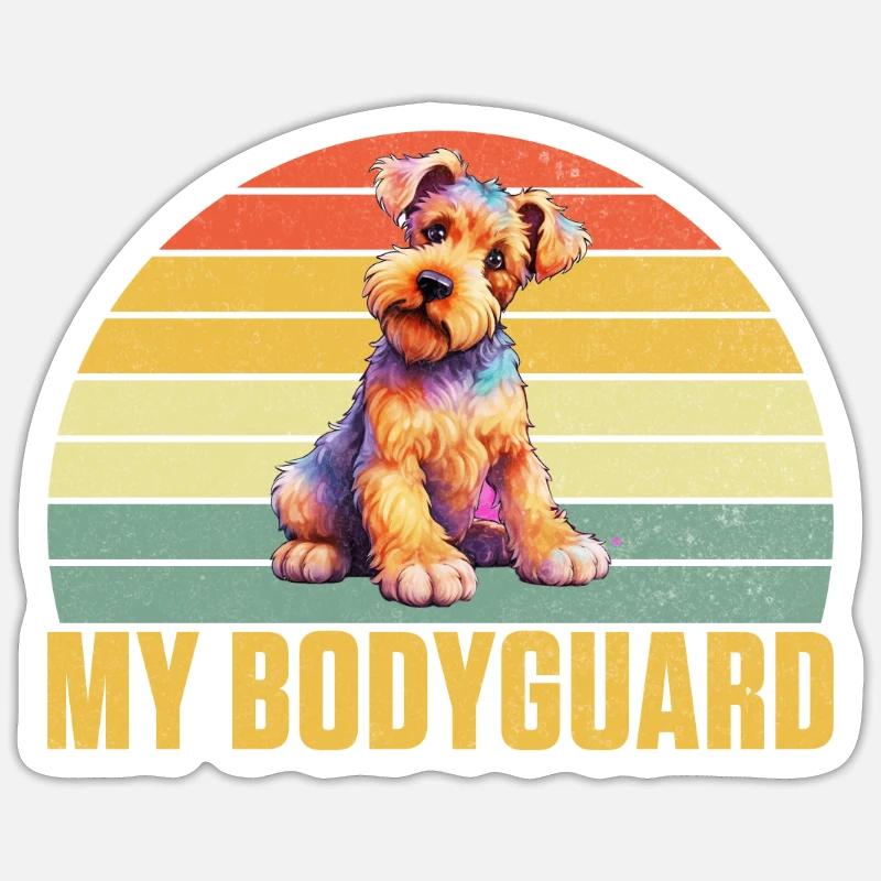 Cadeaux Airedale Terrier - Sticker taille S (10 x 10 cm) - blanc mat
