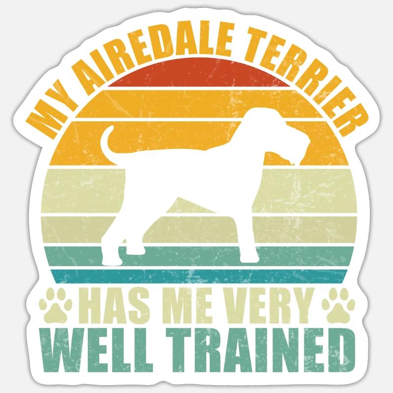 Cadeaux Airedale Terrier - Sticker taille S (10 x 10 cm) - blanc mat