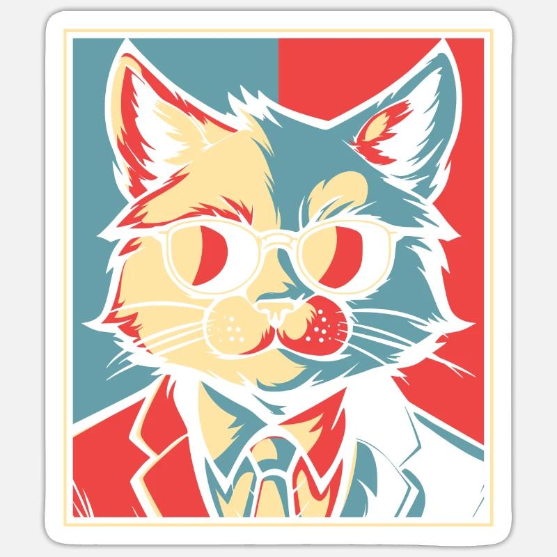 Chat - Sticker taille S (10 x 10 cm) - blanc mat