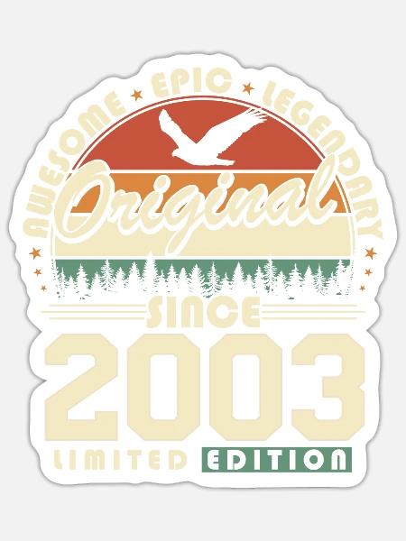 Original 2003 Vintage Jahrgang Geburtstag Geschenk - Sticker Größe S (10 x 10 cm) - Mattweiß