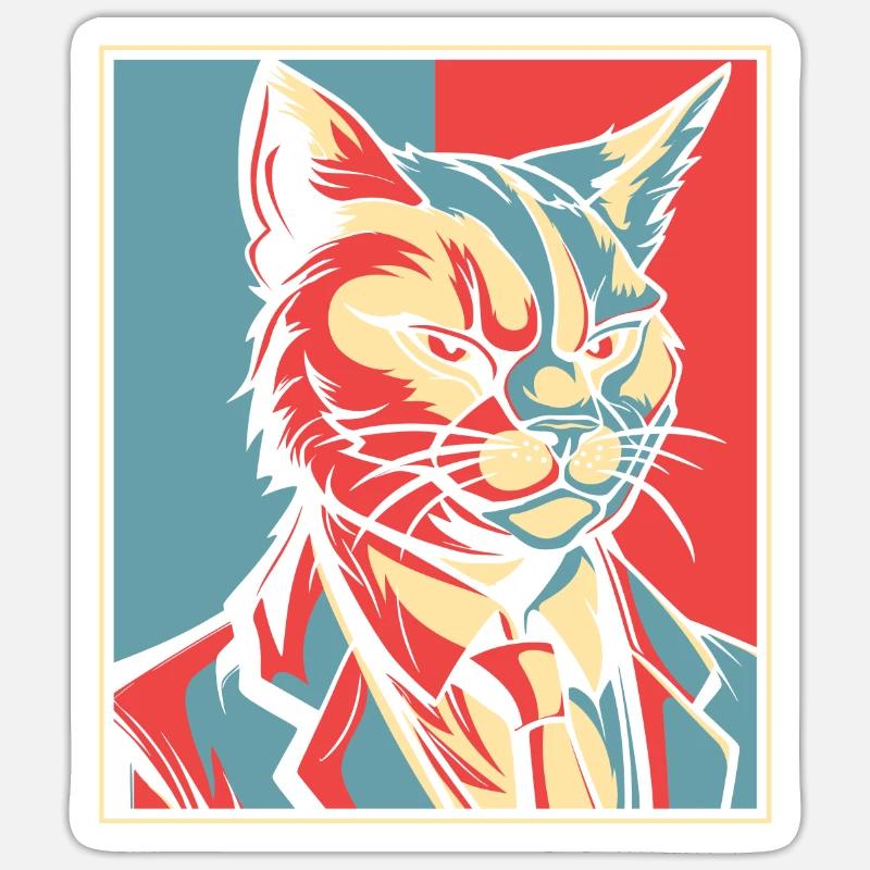 Chat - Sticker taille S (10 x 10 cm) - blanc mat
