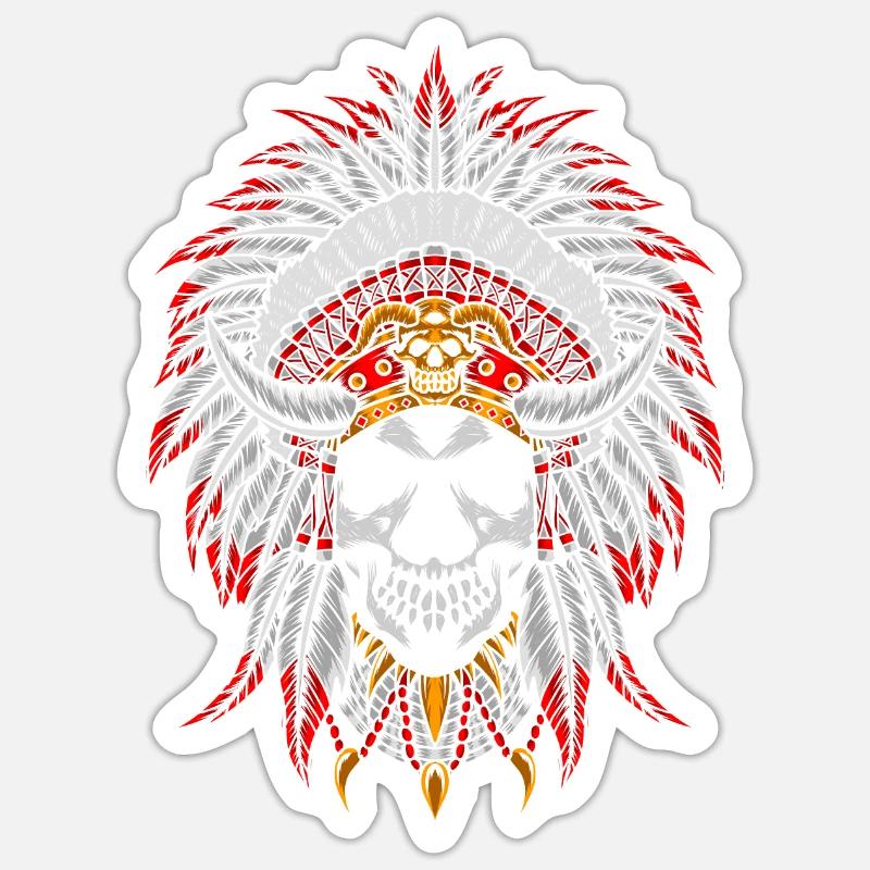 Indigenous skull - Sticker size S (10 x 10 cm) - white matte