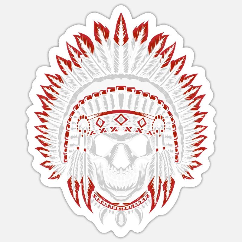 Indigenous skull - Sticker size S (10 x 10 cm) - white matte