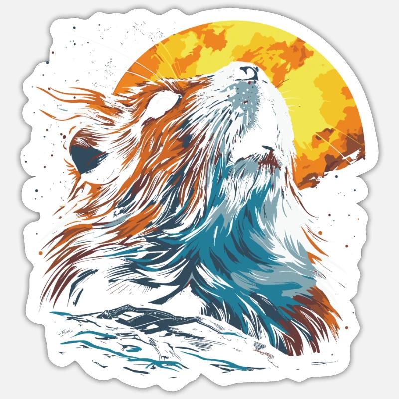 Cochon d’Inde Cochon d’Inde Soleil - Sticker taille S (10 x 10 cm) - blanc mat